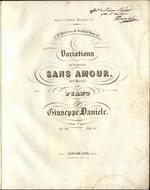 Variations Sur la romance Sans amour de F. Masini, pour piano. Op. 20.